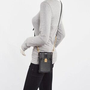 Louis Vuitton Black Epi Leather Vertical Trunk Pochette Bag